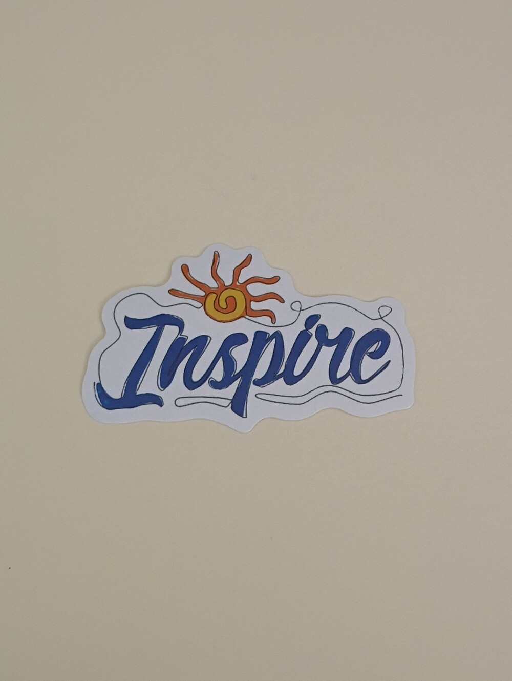 10/$10 Stickers Decals - Inspire - Orange & Yellow Sun, Blue Cursive Text - New